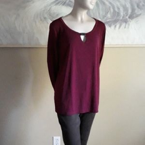 Tahari Burgundy women’s size XL Long Sleeve Keyhole neckline